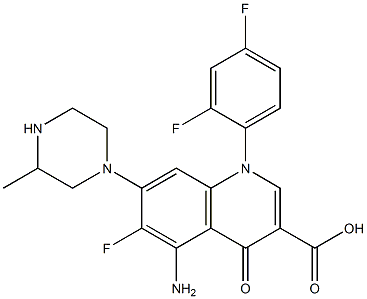 5-Amino-6-fluoro-1-(2,4-difluorophenyl)-1,4-dihydro-4-oxo-7-(3-methyl-1-piperazinyl)quinoline-3-carboxylic acid 结构式