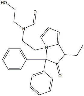 1-Ethyl-4-[2-[N-formyl-N-(2-hydroxyethyl)amino]ethyl]-3,3-diphenyl-2-pyrrolizinone 结构式