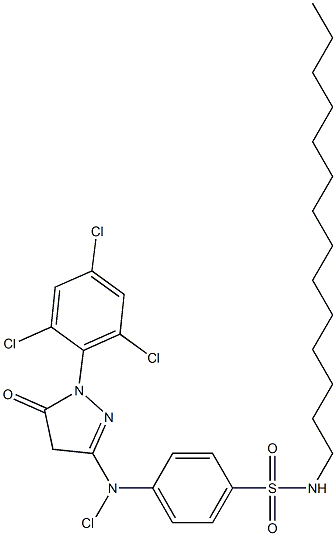 1-(2,4,6-Trichlorophenyl)-3-[chloro-4-(N-tetradecylsulfamoyl)anilino]-5-oxo-2-pyrazoline 结构式