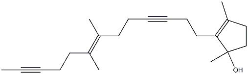 1,3-Dimethyl-2-[(E)-7,8-dimethyl-7-tridecene-3,11-diynyl]-2-cyclopenten-1-ol 结构式