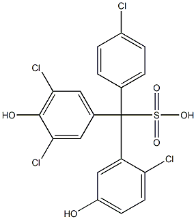 (4-Chlorophenyl)(2-chloro-5-hydroxyphenyl)(3,5-dichloro-4-hydroxyphenyl)methanesulfonic acid 结构式