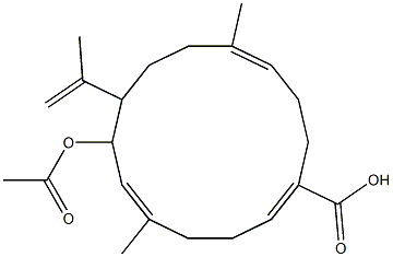 7-Acetoxy-5,11-dimethyl-8-(1-methylethenyl)-1,5,11-cyclotetradecatriene-1-carboxylic acid 结构式