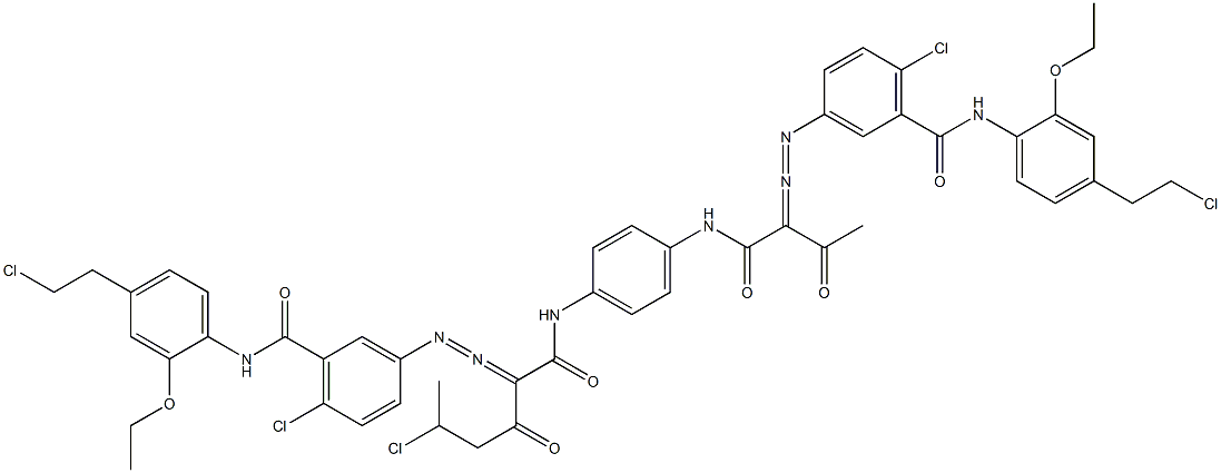 3,3'-[2-(1-Chloroethyl)-1,4-phenylenebis[iminocarbonyl(acetylmethylene)azo]]bis[N-[4-(2-chloroethyl)-2-ethoxyphenyl]-6-chlorobenzamide] 结构式