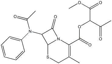 3-Methyl-8-oxo-7-phenylacetylamino-5-thia-1-azabicyclo[4.2.0]oct-2-ene-2-carboxylic acid (1-methoxycarbonyl-2-oxopropyl) ester 结构式