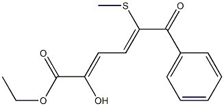 2-Hydroxy-5-methylthio-6-oxo-6-phenyl-2,4-hexadienoic acid ethyl ester 结构式