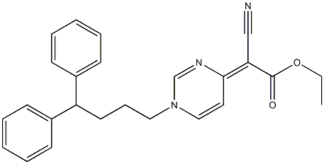 4-[Cyano(ethoxycarbonyl)methylene]-1,4-dihydro-1-(4,4-diphenylbutyl)pyrimidine 结构式