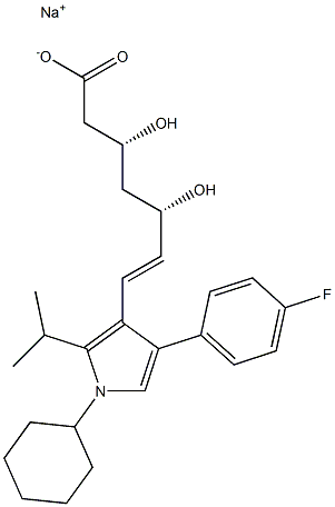 (3R,5S,6E)-3,5-Dihydroxy-7-[2-isopropyl-1-cyclohexyl-4-(4-fluorophenyl)-1H-pyrrol-3-yl]-6-heptenoic acid sodium salt 结构式
