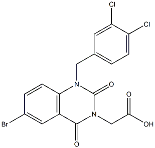 1-(3,4-Dichlorobenzyl)-1,2,3,4-tetrahydro-6-bromo-2,4-dioxoquinazoline-3-acetic acid 结构式