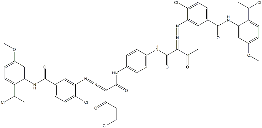 3,3'-[2-(Chloromethyl)-1,4-phenylenebis[iminocarbonyl(acetylmethylene)azo]]bis[N-[2-(1-chloroethyl)-5-methoxyphenyl]-4-chlorobenzamide] 结构式