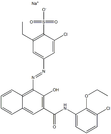 2-Chloro-6-ethyl-4-[[3-[[(3-chloro-2-ethoxyphenyl)amino]carbonyl]-2-hydroxy-1-naphtyl]azo]benzenesulfonic acid sodium salt 结构式