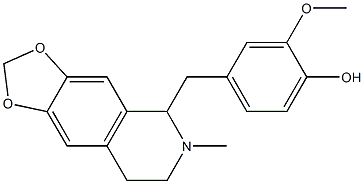 1,2,3,4-Tetrahydro-1-[(4-hydroxy-3-methoxyphenyl)methyl]-2-methyl-6,7-(methylenedioxy)isoquinoline 结构式