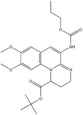 5-(Propyloxycarbonyl)amino-2,3-dihydro-8,9-bismethoxy-1H-pyrimido[1,2-a]quinoline-1-carboxylic acid tert-butyl ester 结构式