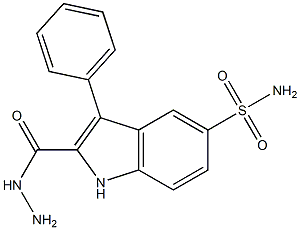 5-(Aminosulfonyl)-3-phenyl-1H-indole-2-carboxylic acid hydrazide 结构式