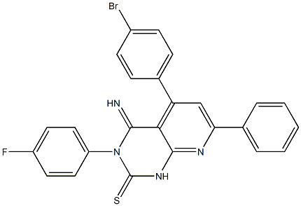 3,4-Dihydro-3-(4-fluorophenyl)-4-imino-5-(4-bromophenyl)-7-phenylpyrido[2,3-d]pyrimidine-2(1H)-thione 结构式