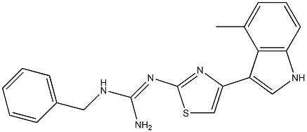 1-Benzyl-2-[4-(4-methyl-1H-indole-3-yl)-2-thiazolyl]guanidine 结构式