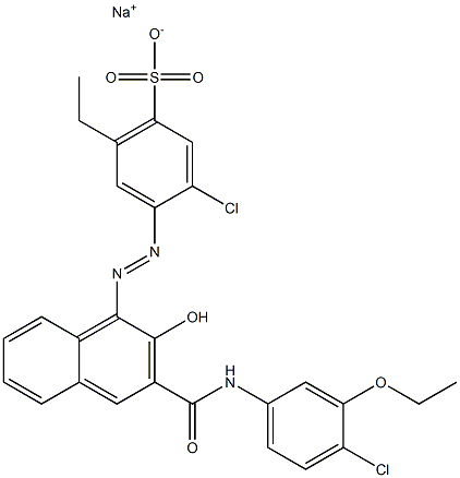 3-Chloro-6-ethyl-4-[[3-[[(4-chloro-3-ethoxyphenyl)amino]carbonyl]-2-hydroxy-1-naphtyl]azo]benzenesulfonic acid sodium salt 结构式