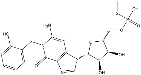 1-(2-Hydroxybenzyl)guanosine 5'-phosphorothioic acid S-methyl ester 结构式