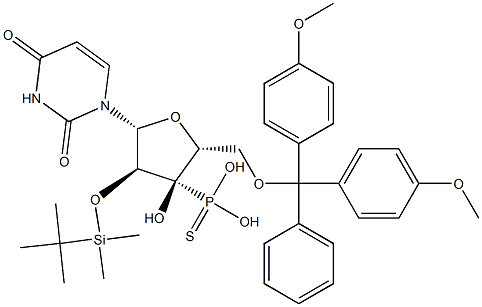 2'-O-(tert-Butyldimethylsilyl)-5'-O-(4,4'-dimethoxytrityl)uridine 3'-thiophosphonic acid 结构式