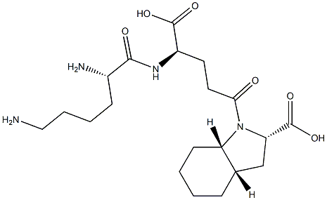 (2S,3aS,7aS)-Octahydro-1-[(4R)-4-[[(2S)-2,6-diaminohexanoyl]amino]-4-carboxybutyryl]-1H-indole-2-carboxylic acid 结构式