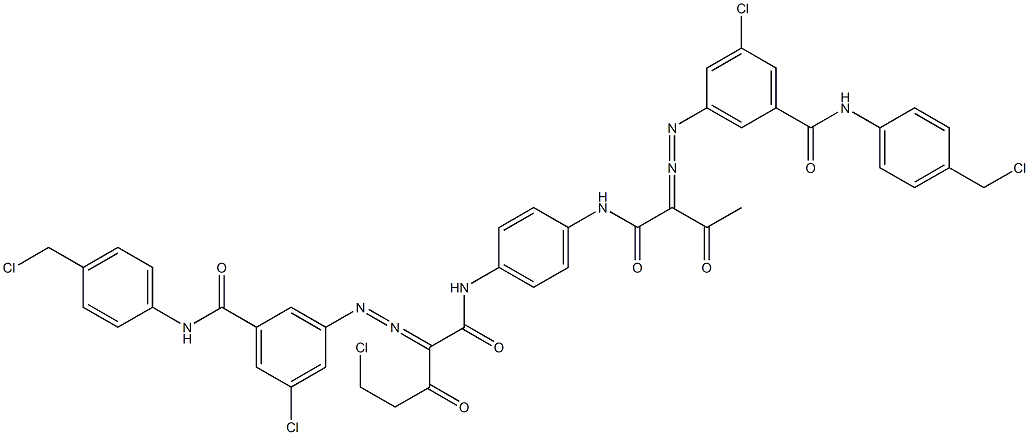 3,3'-[2-(Chloromethyl)-1,4-phenylenebis[iminocarbonyl(acetylmethylene)azo]]bis[N-[4-(chloromethyl)phenyl]-5-chlorobenzamide] 结构式