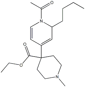 1-Methyl-4-[(1,2-dihydro-1-acetyl-2-butylpyridin)-4-yl]piperidine-4-carboxylic acid ethyl ester 结构式