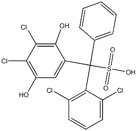 (2,6-Dichlorophenyl)(3,4-dichloro-2,5-dihydroxyphenyl)phenylmethanesulfonic acid 结构式