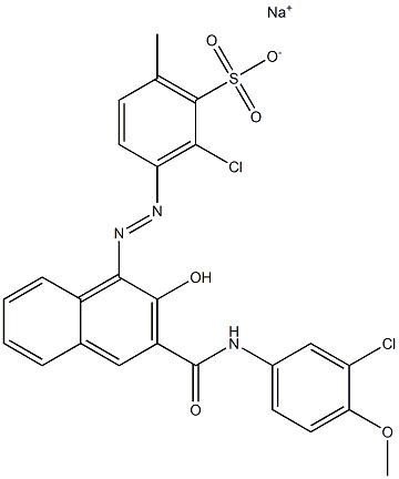2-Chloro-6-methyl-3-[[3-[[(3-chloro-4-methoxyphenyl)amino]carbonyl]-2-hydroxy-1-naphtyl]azo]benzenesulfonic acid sodium salt 结构式