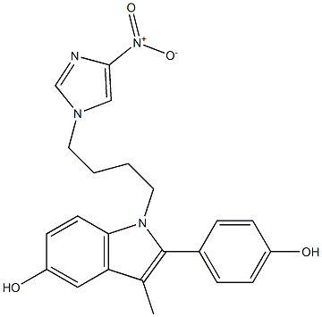 1-[4-(4-Nitro-1H-imidazol-1-yl)butyl]-2-(4-hydroxyphenyl)-3-methyl-1H-indol-5-ol 结构式