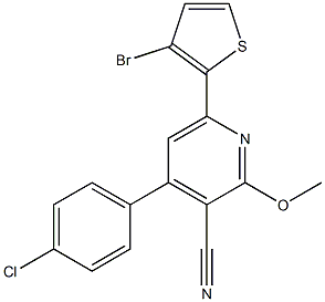 2-Methoxy-4-(4-chlorophenyl)-6-(3-bromo-2-thienyl)pyridine-3-carbonitrile 结构式