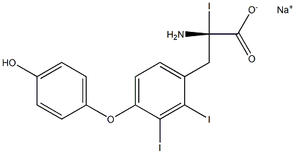 (S)-2-Amino-3-[4-(4-hydroxyphenoxy)-2,3-diiodophenyl]-2-iodopropanoic acid sodium salt 结构式