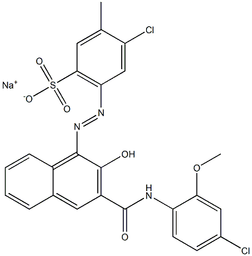 4-Chloro-3-methyl-6-[[3-[[(4-chloro-2-methoxyphenyl)amino]carbonyl]-2-hydroxy-1-naphtyl]azo]benzenesulfonic acid sodium salt 结构式