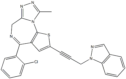 4-(2-Chlorophenyl)-9-methyl-2-[3-(1H-indazol-1-yl)-1-propynyl]-6H-thieno[3,2-f][1,2,4]triazolo[4,3-a][1,4]diazepine 结构式