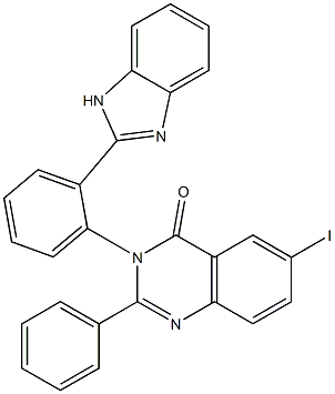 3-[2-(1H-Benzimidazol-2-yl)phenyl]-6-iodo-2-phenylquinazolin-4(3H)-one 结构式
