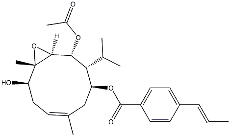 (1S,2R,3R,4S,6E,10S)-6,10-Dimethyl-3-isopropyl-11-oxabicyclo[8.1.0]undec-6-ene-2,4,9-triol 2-acetate 4-trans-cinnamate 结构式