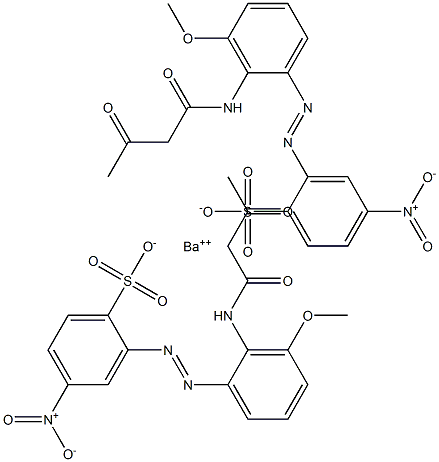 Bis[2-[2-(1,3-dioxobutylamino)-3-methoxyphenylazo]-4-nitrobenzenesulfonic acid]barium salt 结构式