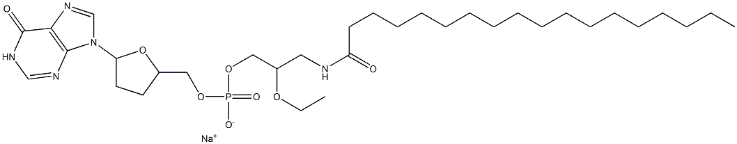 [[5-[(1,6-Dihydro-6-oxo-9H-purin)-9-yl]tetrahydrofuran]-2-ylmethoxy](2-ethoxy-3-octadecanoylaminopropoxy)phosphinic acid sodium salt 结构式