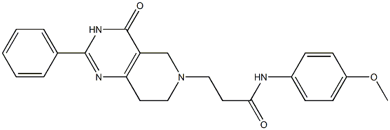 2-Phenyl-6-[2-[(4-methoxyphenyl)carbamoyl]ethyl]-5,6,7,8-tetrahydropyrido[4,3-d]pyrimidin-4(3H)-one 结构式