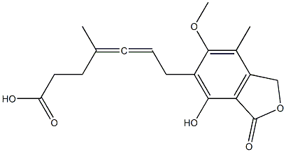 5-(6-Carboxy-4-methyl-2,3-hexadien-1-yl)-1,3-dihydro-4-hydroxy-6-methoxy-7-methylisobenzofuran-3-one 结构式