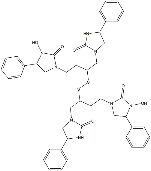 [2-(1-Hydroxy-5-phenyl-2-oxoimidazolidin-3-yl)ethyl][2-(2-oxo-5-phenylimidazolidin-3-yl)ethyl] persulfide 结构式