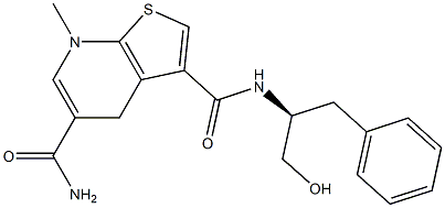 3-[[(1S)-1-(Hydroxymethyl)-2-phenylethyl]carbamoyl]-7-methyl-4,7-dihydrothieno[2,3-b]pyridine-5-carboxamide 结构式