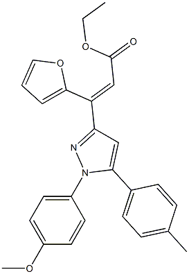 (Z)-3-(Furan-2-yl)-3-[[1-(4-methoxyphenyl)-5-(4-methylphenyl)-1H-pyrazol]-3-yl]propenoic acid ethyl ester 结构式