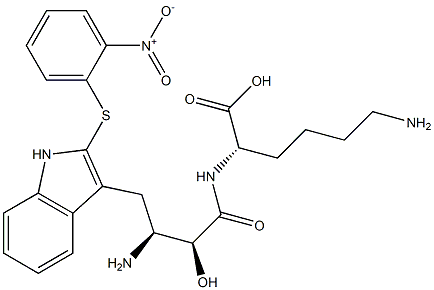 N2-[(2S,3S)-3-Amino-2-hydroxy-4-[2-[(2-nitrophenyl)thio]-1H-indol-3-yl]butyryl]-L-lysine 结构式