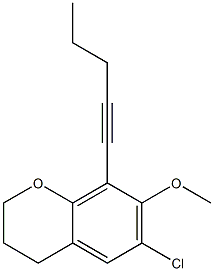 6-Chloro-7-methoxy-8-(1-pentynyl)-3,4-dihydro-2H-1-benzopyran 结构式