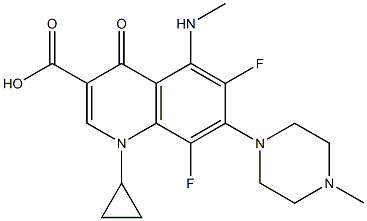 1-Cyclopropyl-6,8-difluoro-1,4-dihydro-5-methylamino-7-(4-methyl-1-piperazinyl)-4-oxoquinoline-3-carboxylic acid 结构式