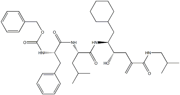 (4S,5S)-6-Cyclohexyl-5-[[(2S)-2-[[(2S)-2-(benzyloxycarbonylamino)-3-phenylpropionyl]amino]-4-methylpentanoyl]amino]-4-hydroxy-2-methylene-N-(2-methylpropyl)hexanamide 结构式