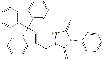 4-Phenyl-1-[1-methyl-3-(triphenylstannyl)allyl]-1,2,4-triazolidine-3,5-dione 结构式