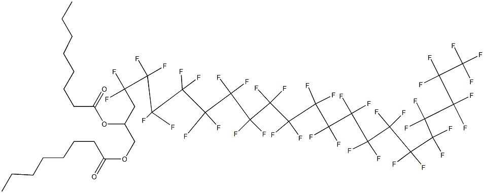 Dioctanoic acid 4,4,5,5,6,6,7,7,8,8,9,9,10,10,11,11,12,12,13,13,14,14,15,15,16,16,17,17,18,18,19,19,20,20,21,21,22,22,23,23,23-hentetracontafluoro-1,2-tricosanediyl ester 结构式