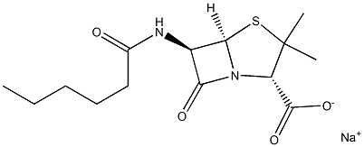 6-(Hexanoylamino)penicillanic acid sodium salt 结构式