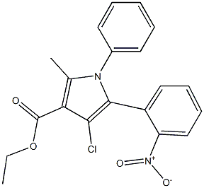 3-Chloro-5-methyl-2-(2-nitrophenyl)-1-phenyl-1H-pyrrole-4-carboxylic acid ethyl ester 结构式