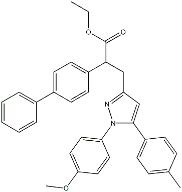 2-(4-Phenylphenyl)-3-[[1-(4-methoxyphenyl)-5-(4-methylphenyl)-1H-pyrazol]-3-yl]propanoic acid ethyl ester 结构式